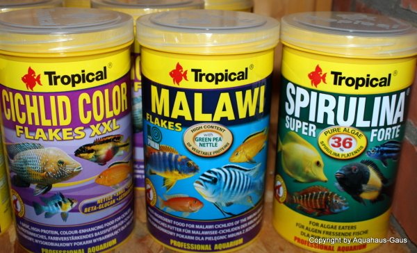 Tropical Mbuna Mix: 1Liter Malawi, 1Liter Cichlid Color, 1Liter Spirulina Forte 36%