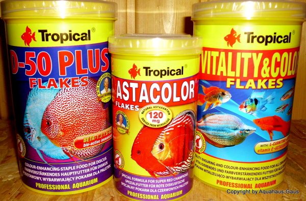 Tropical Farbfutter Mix: 1Liter D-50 Plus, 500ml Astacolor, 1Liter Vitality & Color