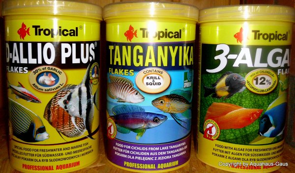 Tropical Diät Mix: 1Liter D-Allio Plus, 1Liter Tanganjika, 1Liter 3-Algae Flakes